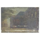 19th century, Oil on canvas, A street scene with grand architectural buildings. Indistinctly