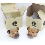 Two boxed egg cups modelled as border terrier dogs by Quail (2) Please Note - we do not make