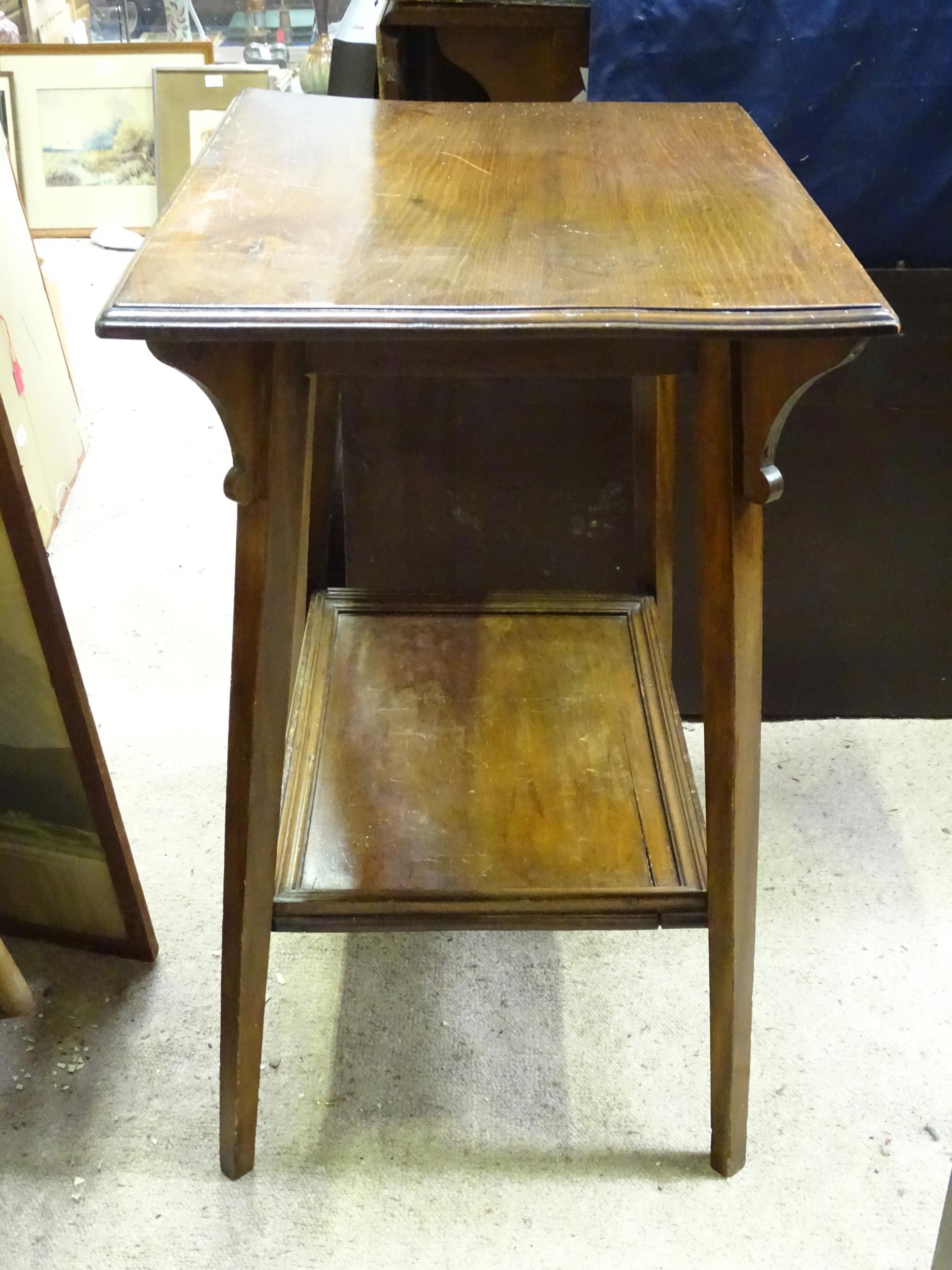 A mahogany two tier occasional table. Approx. 27" high x 24" wide x 17 1/2" deep Please Note - we do - Image 4 of 5