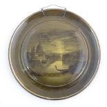 A Royal Vistas Ware plate / wall plaque decorated with a view of Venice. Marked under. Approx. 8"