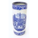 A Victoria Ware Ironstone blue and white stick / umbrella stand. Marked under. Approx 17 1/2" high