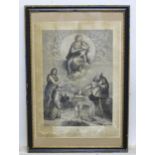 A 19thC monochrome engraving after Raphael titled La Madonna detta di Foligno, depicting Madonna and