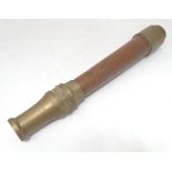 A 20thC copper and brass fire hose nozzle stamped Woodhouse, Doncaster, 1940. Approx. 19" long