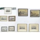 A quantity of assorted framed engravings to include A South View of Scarborough, Gallant Affair of