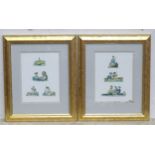 Two framed cut outs of Victorian greetings cards depicting children in rowing boats. Approx. 8" x 6"