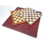 Toys: Three assorted chess / draughts boards to include a carved wood and a hardstone example. The