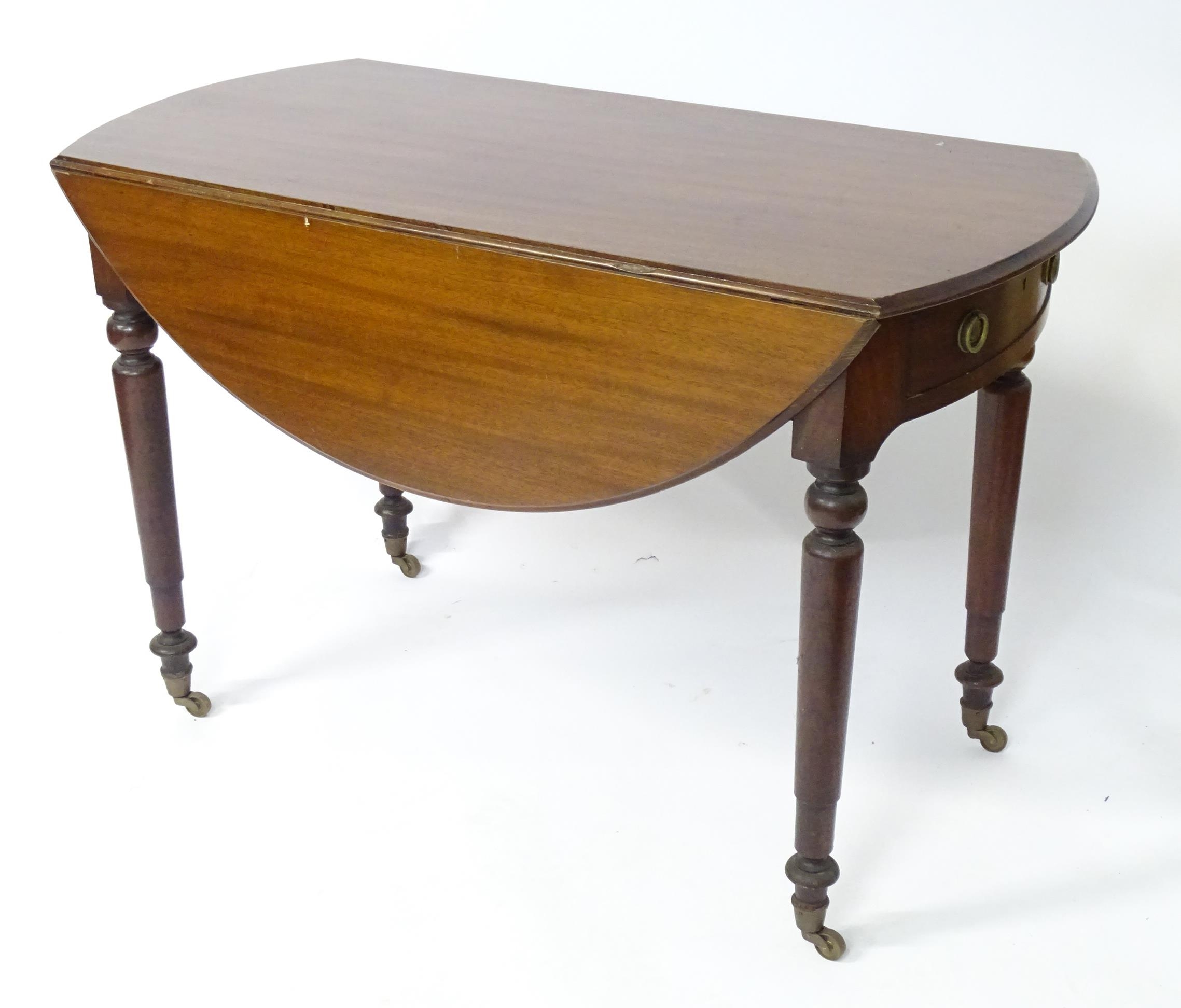 A mahogany drop leaf table. Approx. 24" long Please Note - we do not make reference to the condition - Image 2 of 6