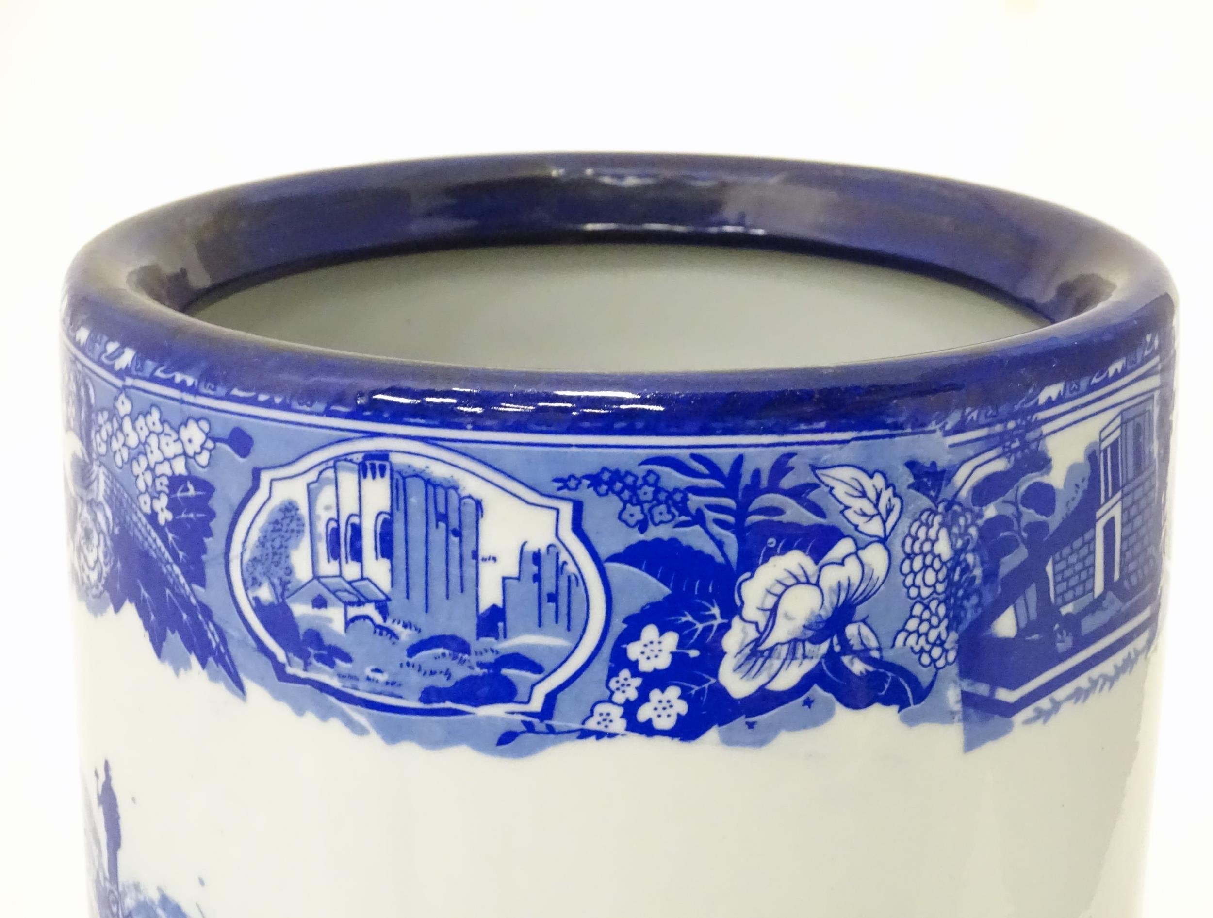 A Victoria Ware Ironstone blue and white stick / umbrella stand. Marked under. Approx 17 1/2" high - Image 6 of 8