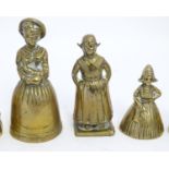Four table bells etc. formed as 19thC ladies in crinoline dresses. Tallest approx. 4 1/4" high (4+1)