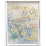 A colour print titled Guitar Clown by Jean Dufy, depicting an orchestra / band. Facsimile