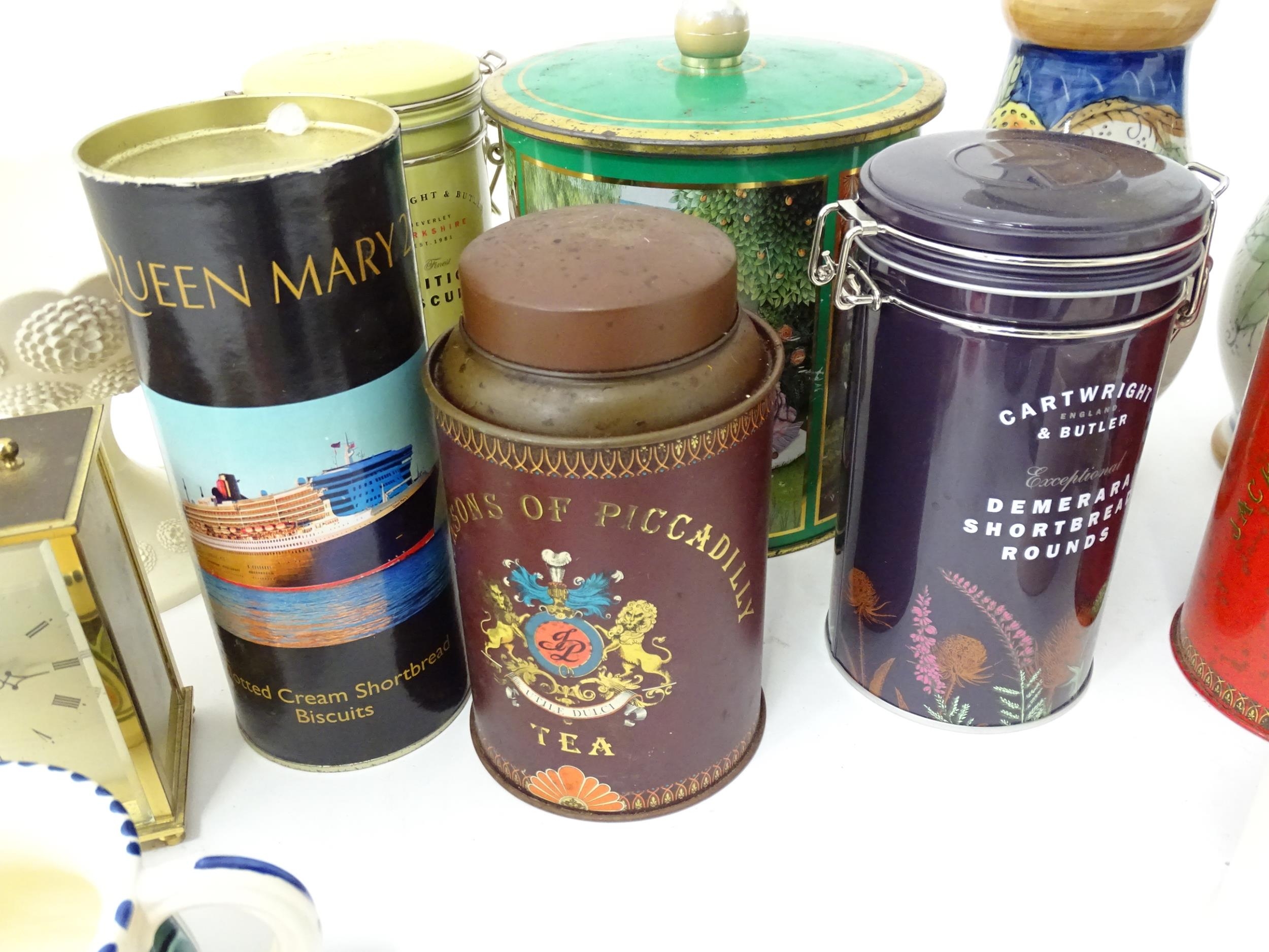 A box of miscellaneous items to include tins, ceramics, clocks, etc. Please Note - we do not make - Image 5 of 7