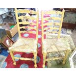 Two ladder back chairs with rush seats. Approx 29 1/2" high (2) Please Note - we do not make
