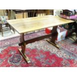 A mid 20thC trestle top dining table Approx 48" long 29 1/2" wide x 29" high Please Note - we do not