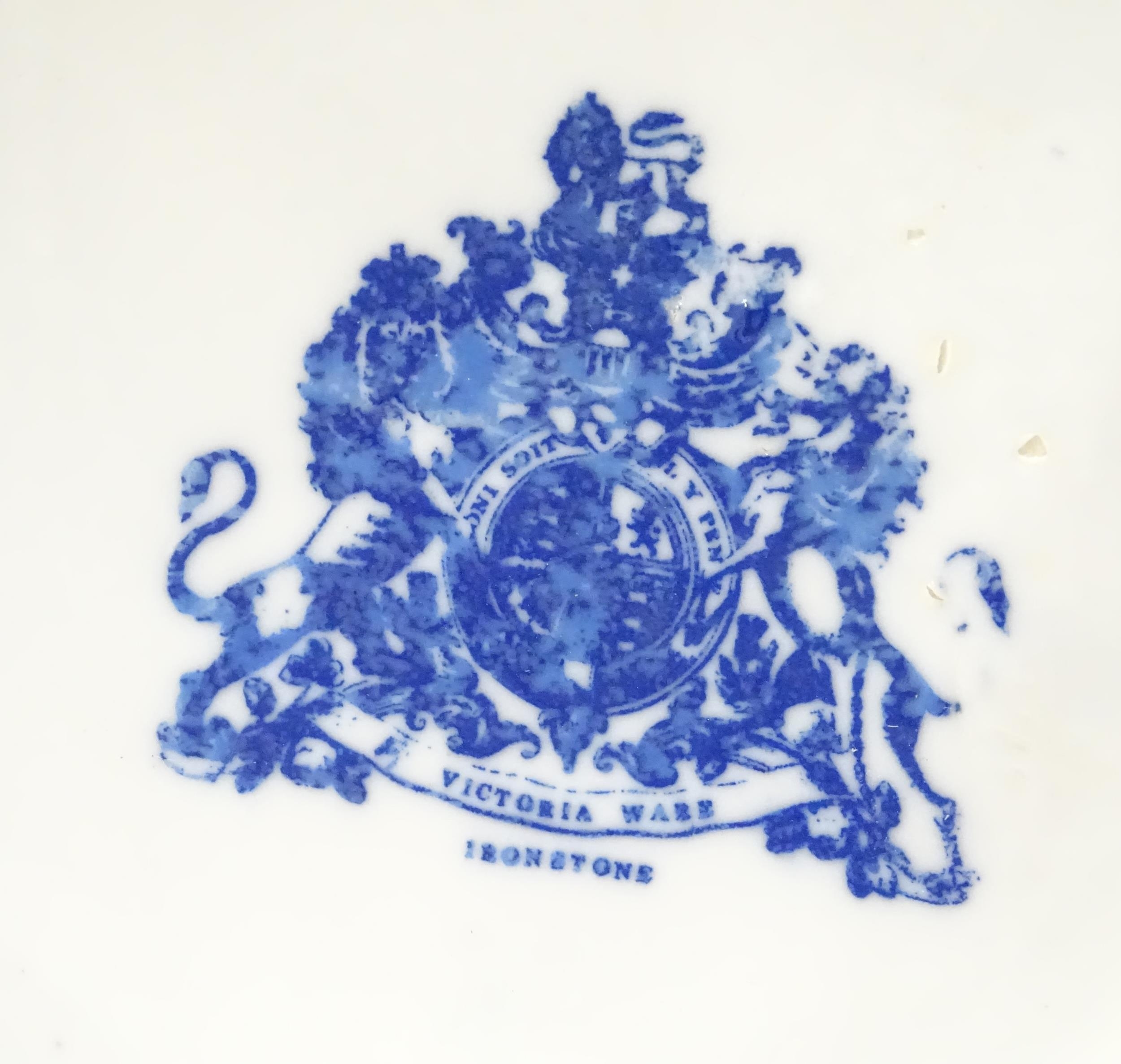 A Victoria Ware Ironstone blue and white stick / umbrella stand. Marked under. Approx 17 1/2" high - Image 2 of 8