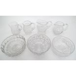 Assorted crystal and glass ware to include jugs and bowls etc. Largest approx. 9" diameter Please