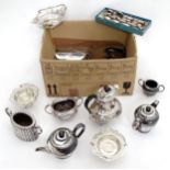 A quantity of assorted silver plated items, to include cutlery, bowls, coffee pot, tea pot, etc.