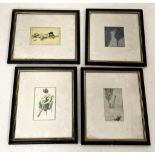 Four assorted colour prints to include two after Raphael Kirchner depicting nude ladies, a reclining