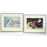 Two signed abstract colour prints by Larraine Worpole. Signed in pencil and dated (19)95 under.