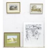 Four assorted pictures comprising a signed prints of Someries Castle, Luton, by James Gale, and