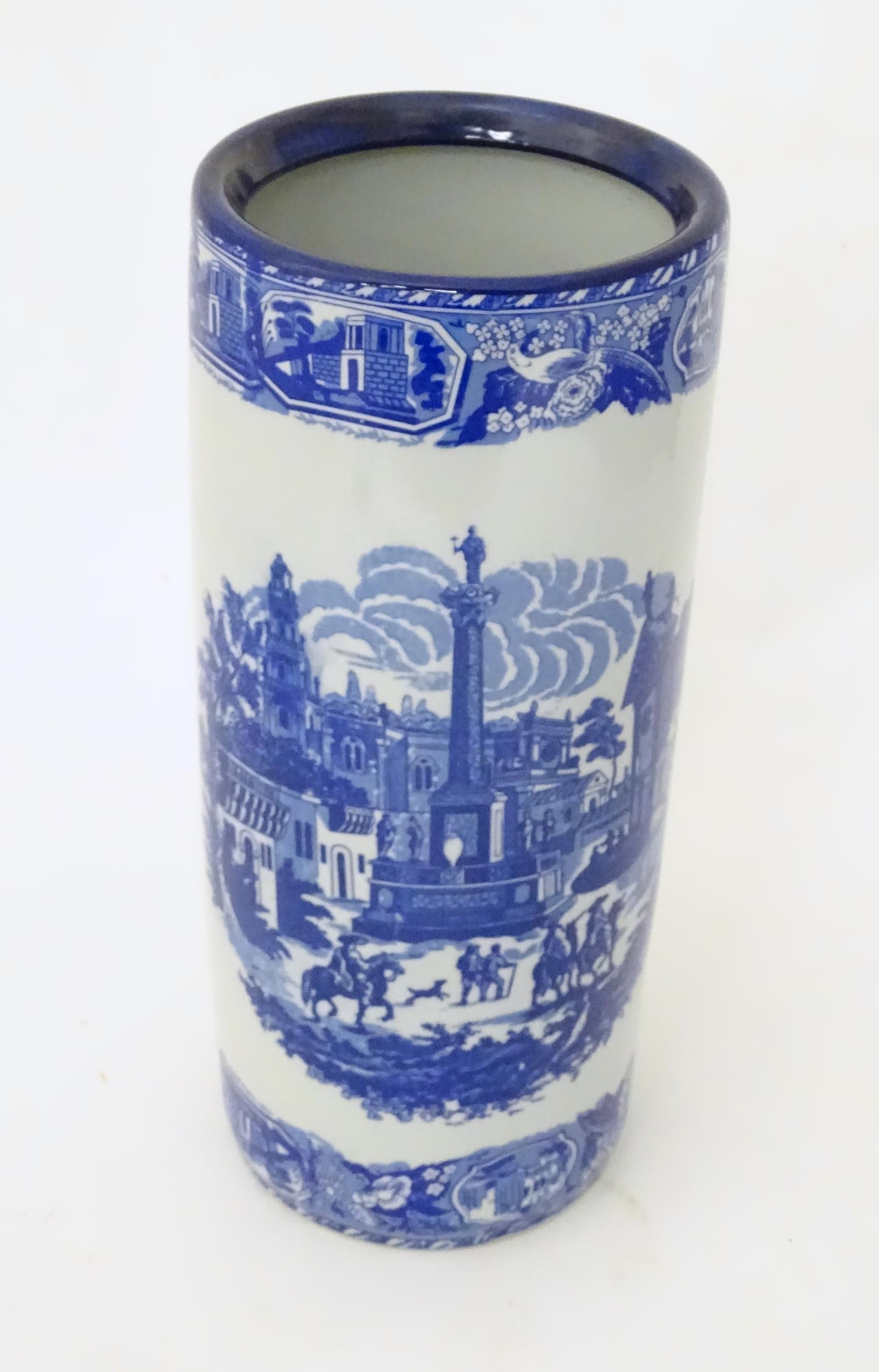 A Victoria Ware Ironstone blue and white stick / umbrella stand. Marked under. Approx 17 1/2" high - Image 3 of 8