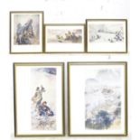 Five Russian published prints to include a Chinese landscape by Gian Sonyan, war / battle scenes,