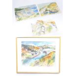 Four watercolours by Olive van Laveren to include Lime Kilns at Porthclais, Cliff Path Gorse Bushes,
