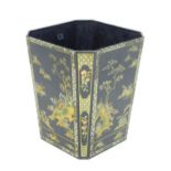 Waste paper basket decorated with Oriental landscapes and stamped under ' Worcester ware made in