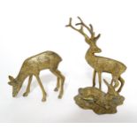 Three cast metal models of animals to include stag, doe etc. Largest approx. 7" high (3) Please Note