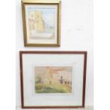 A watercolour depicting The New Tower, Little Wittenham, by Anthony Bell, signed and titled lower.