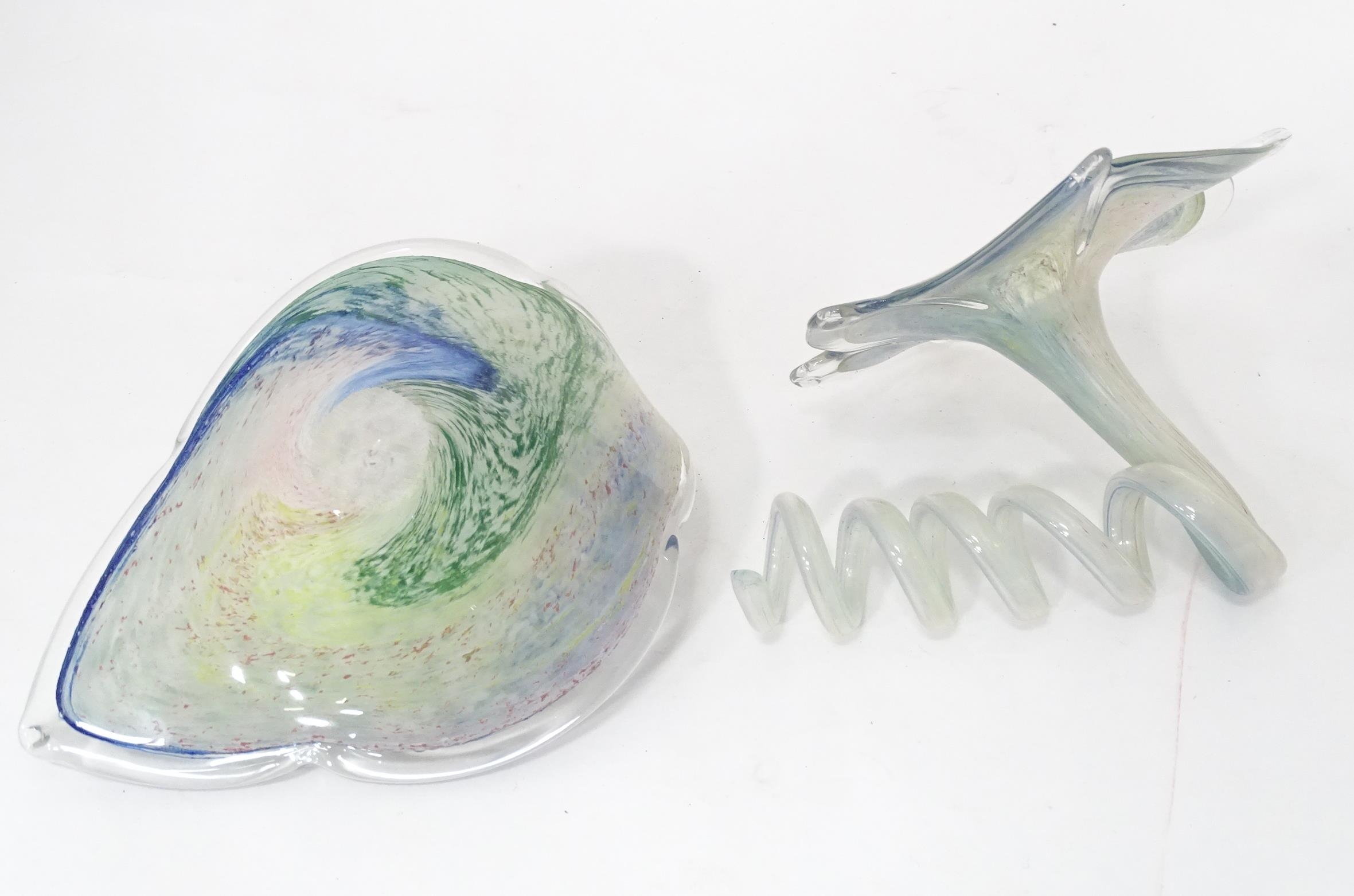 Two items of studio art glass. Each approx. 9" long (2) Please Note - we do not make reference to - Image 5 of 9