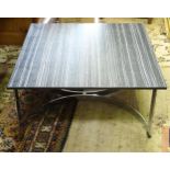 A vintage retro coffee table with black and white stripe detail. Approx. 26 1/2" wide x 201 1/2"