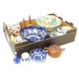 A quantity of assorted Oriental ceramics to include two blue and white bowls decorated with