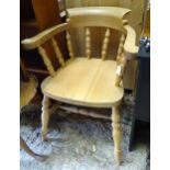 A modern beech smoker's bow chair. Approx. 35" high, seat approx. 17 1/4" high Please Note - we do