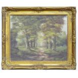H. von Wehler, 20thC, Oil on canvas, A forest scene with an avenue of trees. Signed lower right