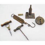 An assortment of Kitchenalia items, to include two corkscrews, a Salter's spring balance, a