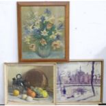 Three colour prints to include Dulwich College, London after Camille Pissarro, April Flowers,