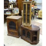 Three late 20thC Middle Eastern hardwood items comprising an occasional / television table, cupboard
