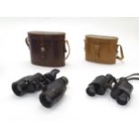 A cased mid 20thC pair of 'Solaross' 8x35 binoculars by Ross, London, fitted with sunshades and head