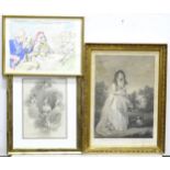 Three prints depicting various portraits of Queen Charlotte to include two after William Beechy, and
