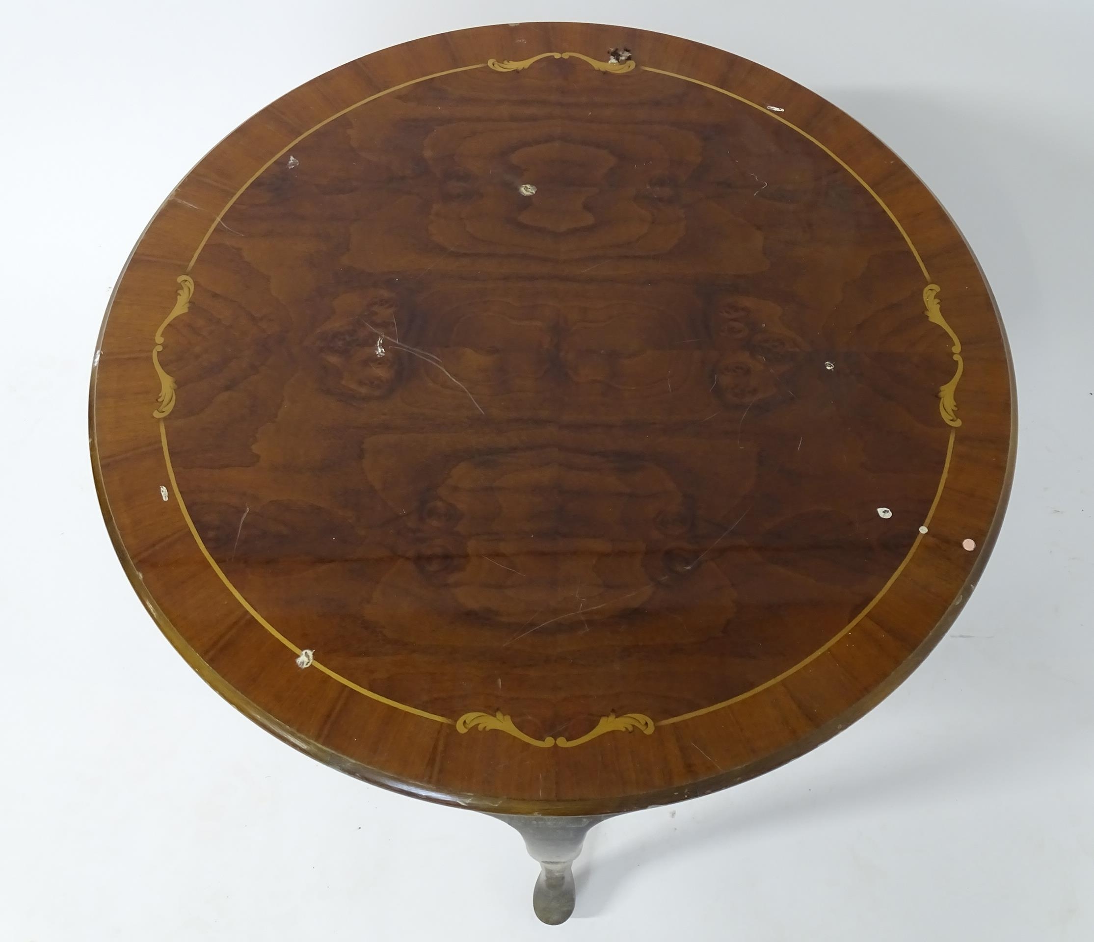 A late 20thC inlaid occasional table. Approx. 21 1/2" high Please Note - we do not make reference to - Image 5 of 5