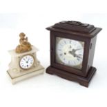 A 20thC 8-day bracket clock / mantel clock by Lava, together with an alabaster clock surmounted by