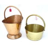 A brass jam pan and a copper coal scuttle (2) Please Note - we do not make reference to the