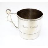 A French silver plate Christening mug by Cristoffle. Approx. 2 3/4" Please Note - we do not make