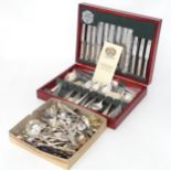 A cased set of silver plate cutlery in the Cavendish pattern by George Butler of Sheffield. Together
