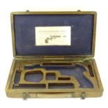 A mid to late 20thC wooden pistol box / motor case, the interior lined to fit a small calibre semi