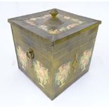 20thC Tole painted tin box 12 1/4" high Please Note - we do not make reference to the condition of