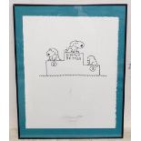 A signed limited edition cartoon print titled Simply Better, depicting a podium of dogs, by
