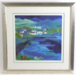 Richard Tuff, 20th century, Limited edition print, no. 145/250, Blue Harbour, Coverack, Cornwall.