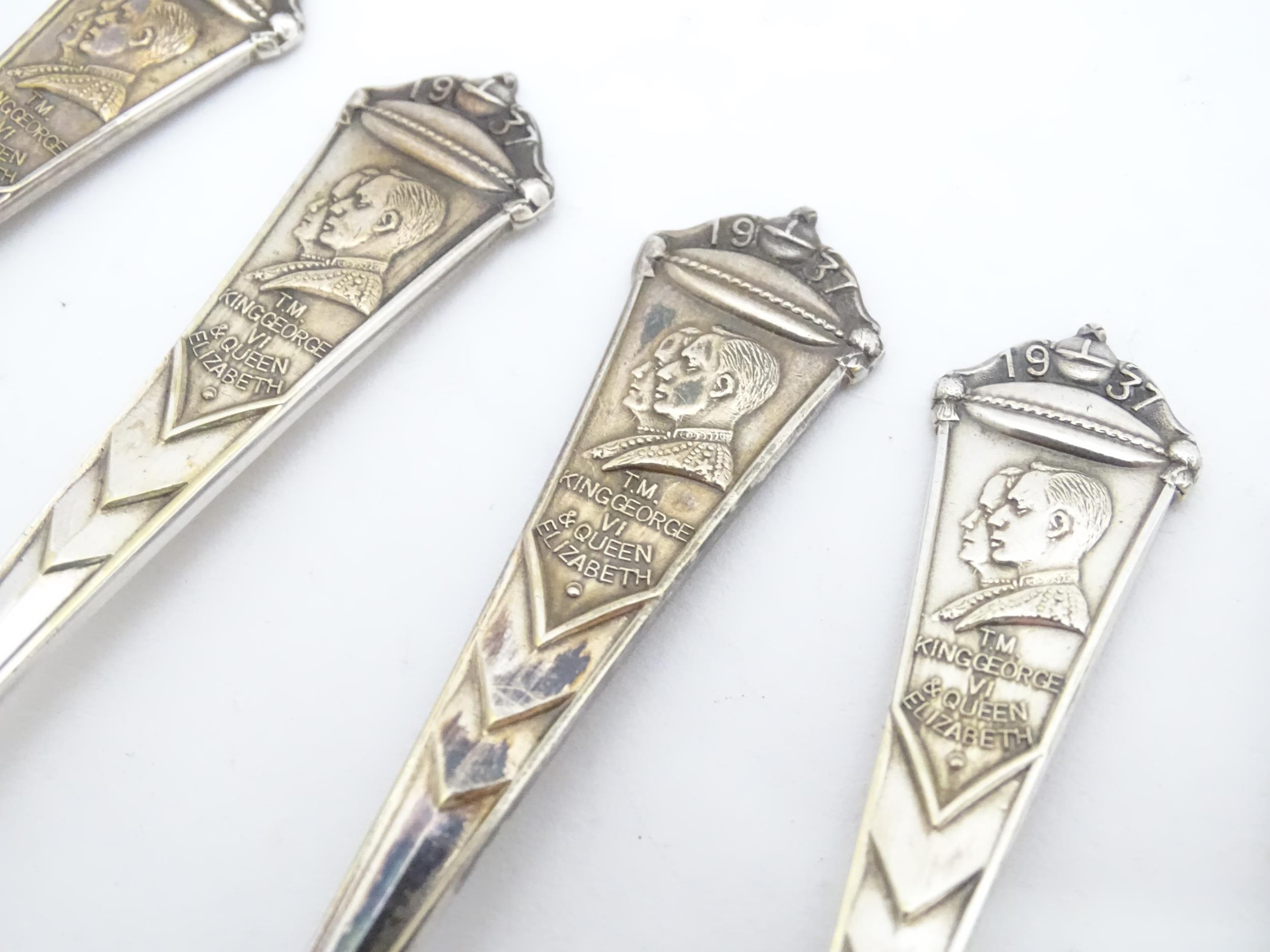 Six silver plated teaspoons, the finials commemorating the coronation of George VI (6) Please Note - - Image 3 of 3