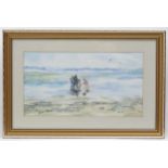 A. Dancer, 20th century, Watercolour, Cockle Pickers, A beach scene with figures. Signed mid